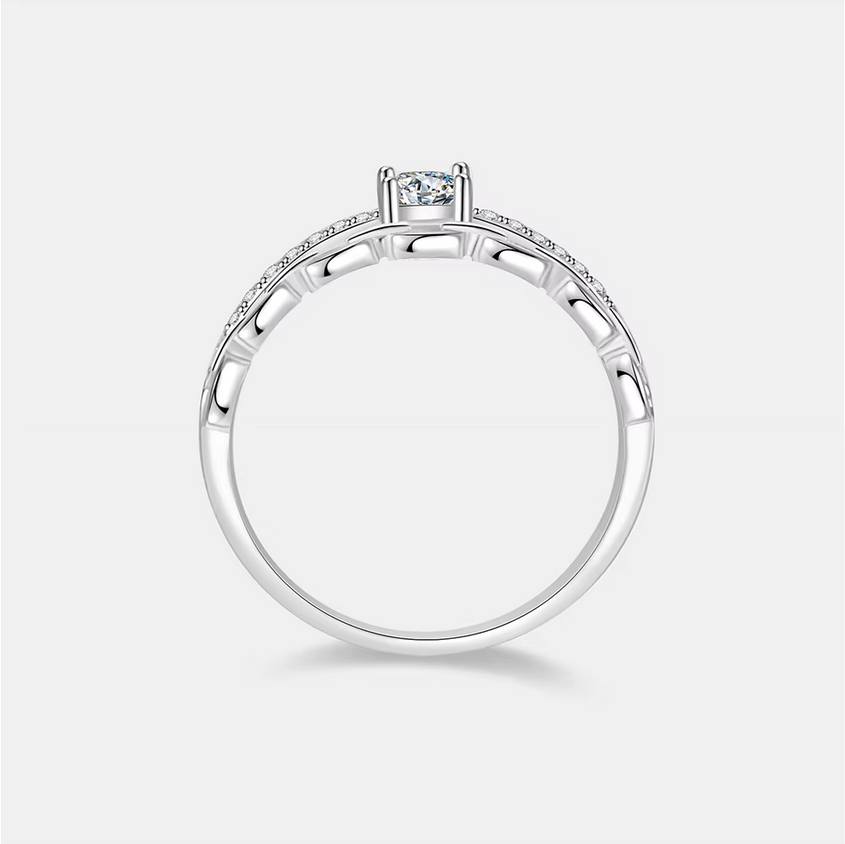 925 Sterling Silver 0.39CT Full Moissanite Double Layer Chain Ring (Size 4.25-9) - Image 4