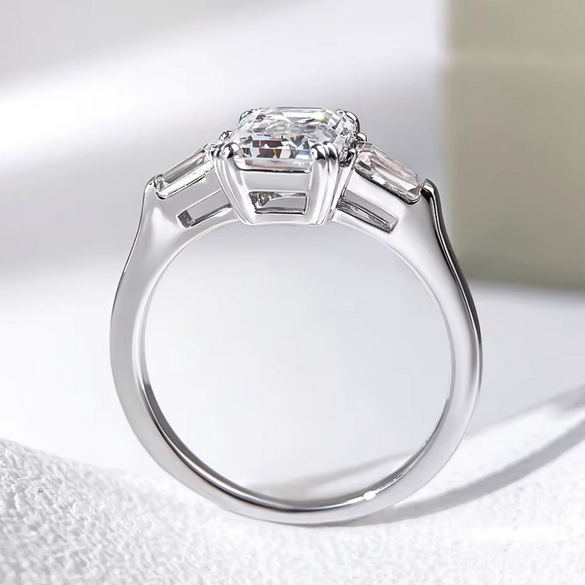 Luxury 18K 925 Sterling Silver 2.4CT Full Moissanite Emerald Cut Ring (Size 5-9) - Image 3