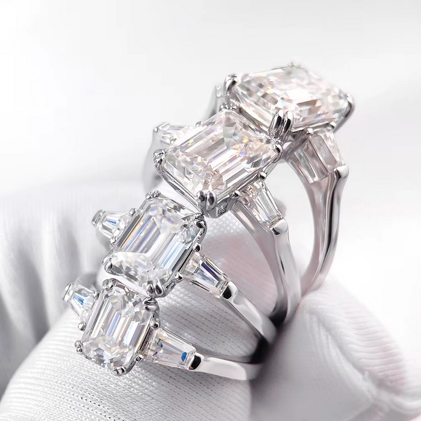 Luxury 18K 925 Sterling Silver 2.4CT Full Moissanite Emerald Cut Ring (Size 5-9) - Image 5