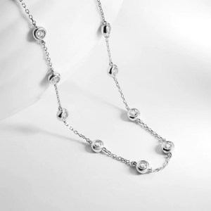 Exquisite 18K 925 Sterling Silver 2CT Full Moissanite Bubble Choker – 17″