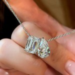 Luxury 18K 925 Sterling Silver 5CT Emerald/Pear Moissanite Pendant Choker – 17″