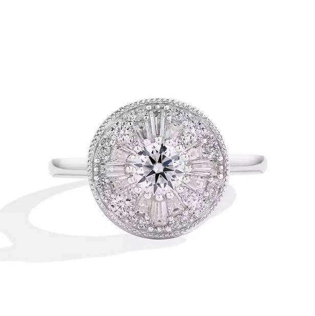 Luxury 18K 925 Sterling Silver Full Moissanite Starburst Design Ring (Size 5-10) - Image 5