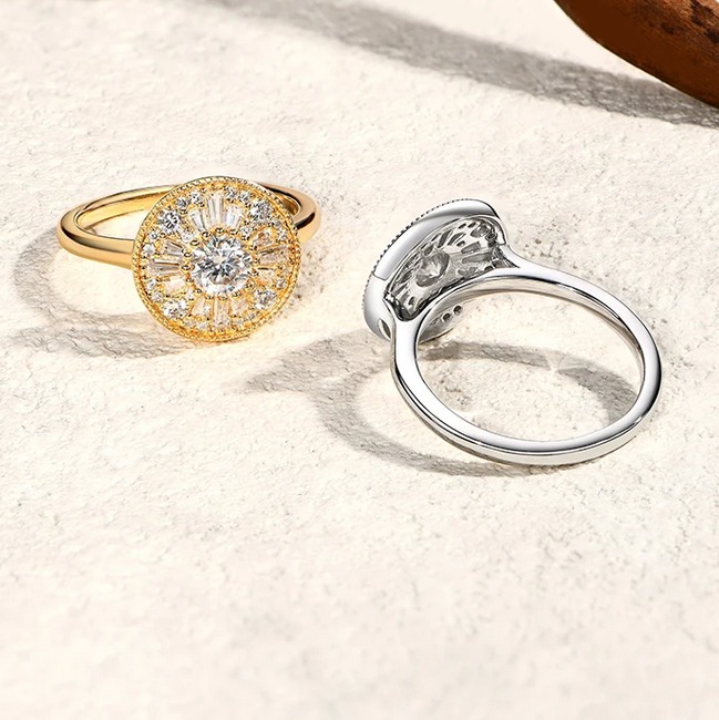 Luxury 18K 925 Sterling Silver Full Moissanite Starburst Design Ring (Size 5-10) - Image 3