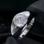 Men's S925 Sterling Silver 2CT Round Cut Luxury Moissanite Ring (Size 8-11)