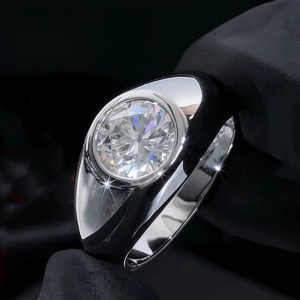 Men's S925 Sterling Silver 2CT Round Cut Luxury Moissanite Ring (Size 8-11)