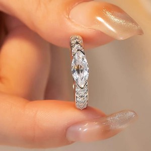 Exquisite 925 Sterling Silver 1CT Marquise Cut Moissanite Designer Ring (5-9)