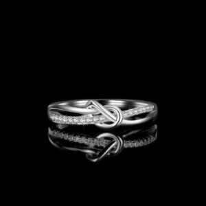 18K 925 Sterling Silver Full Moissanite Double Layer Lover's Knotted Ring (4-9)