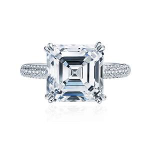Luxury 18K 925 Sterling Silver 5CT Asscher Cut Moissanite Gemstone Ring (6-9)