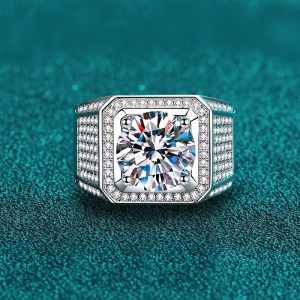 Men's 18K S925 Sterling Silver 2CT Moissanite Gemstone Luxury Ring (Size 8-11)