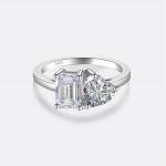 Exquisite 18K 925 Sterling Silver 2CT Full Moissanite 2-Stone Design Ring (5-9)