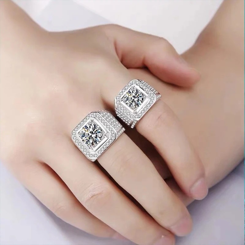 Men’s 18K S925 Sterling Silver 2CT Moissanite Gemstone Luxury Ring (Size 8-11) - Image 3