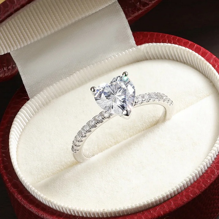 Lover’s 18K 925 Sterling Silver 2CT Heart Cut Exquisite Moissanite Ring (5-9) - Image 6