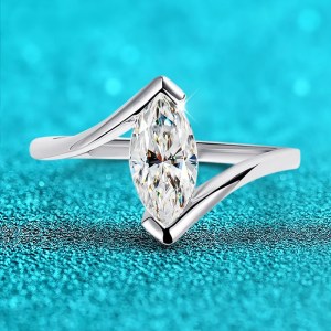 Exquisite 18K 925 Sterling Silver 1CT Marquise Cut Moissanite Design Ring (5-9)
