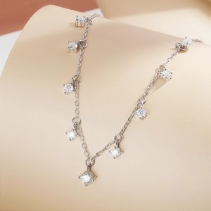Exquisite 18K S925 Sterling Silver 1.1CT Full Moissanite Gemstone Choker – 17″