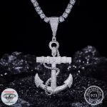 Men’s 18K 925 Sterling Silver Full Moissanite Faith & Hope Anchor Pendant
