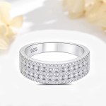 Rhodium 925 Sterling Silver Semi-Pave Double Layered Full Moissanite Ring (6-10)
