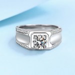 Men's 18K Solid 925 Sterling Silver 1CT Round Cut Moissanite Ring (Size 9-12)