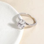 Genuine 925 Sterling Silver A5 Oval Cut Elegant Zirconia Ring (Size 5-12)