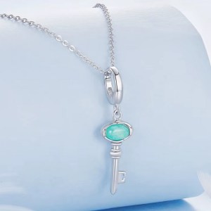 Exquisite 18K 925 Sterling Silver Necklace/Bracelet Fit Key Charm Pendant