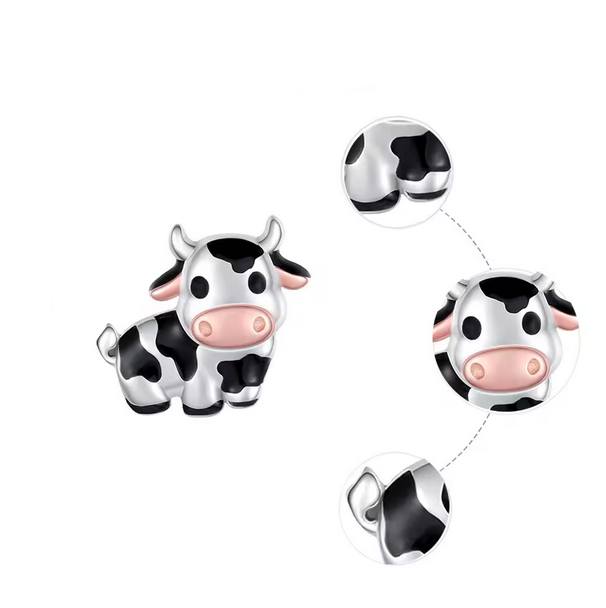 Silver Plated Cute Little Cow/Blue Heart Penguin Stud Earrings - Image 5