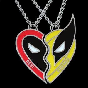 2PC Creative Cartoon Design Best Friends Heart Puzzle Pendant Necklace