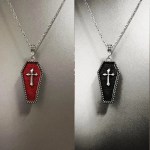 Creative Glossy Design Cross Coffin Retro Pendant Necklace (Red, Black)