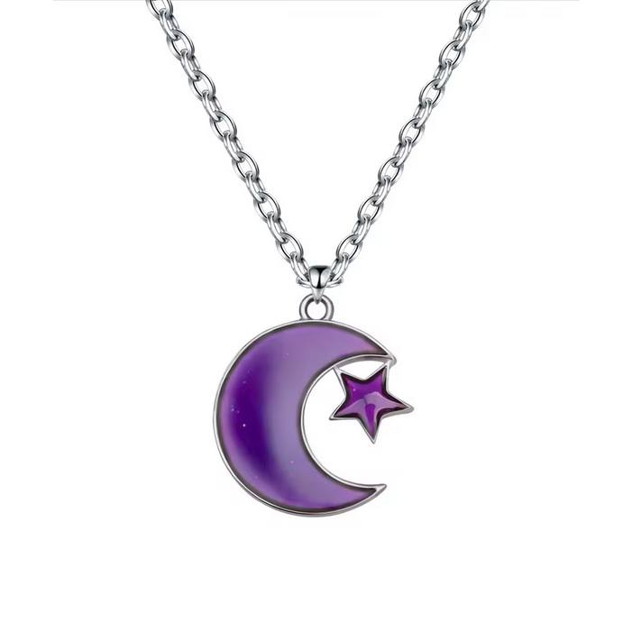 Elegant Color Changing Temperature Moon & Star Mood Pendant Necklace - Image 4