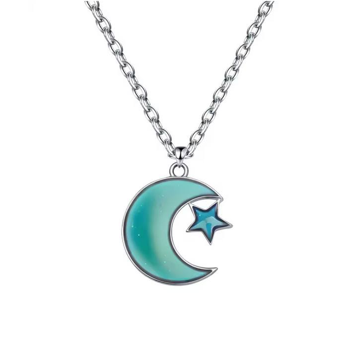 Elegant Color Changing Temperature Moon & Star Mood Pendant Necklace - Image 2