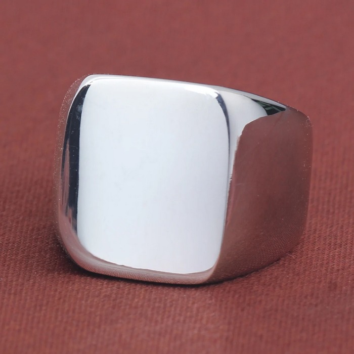 Men’s 316L Polished Stainless Steel Big Square Signet Ring (Size 8-15) - Image 5