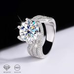 Exquisite 925 Sterling Silver 3CT Moissanite Luxury Design Ring (Size 6-9)