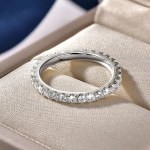 Genuine 925 Sterling Silver Full Moissanite 2MM Stackable Eternity Ring