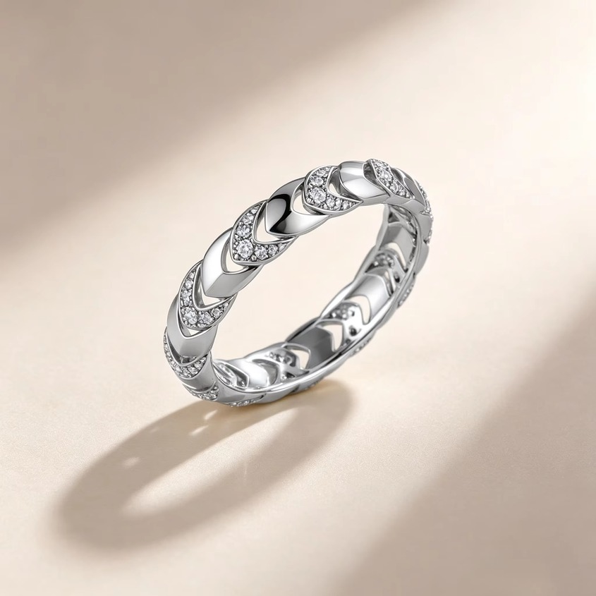 Platinum 925 Sterling Silver Full Moissanite 4MM Eternity Design Ring (Size 5-9)