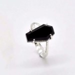 Creative Coffin Design Black Synthetic Zirconium Vintage Style Ring (Size 6-10)