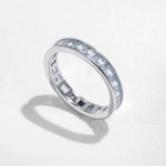 Exquisite 925 Sterling Silver Sky Blue Zirconia Eternity Ring (Size 4.75-8.75)
