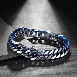 Men’s 11MM Quality Stainless Steel 2-Tone Cuban Link Chain Bracelet (8.2″)