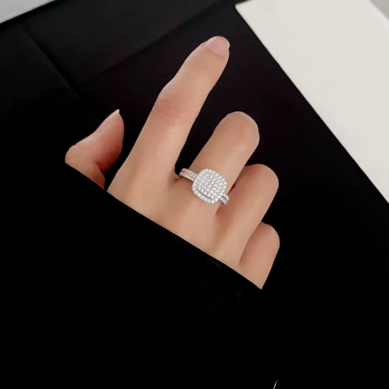 Platinum 925 Sterling Silver Full Pave A5 Sparkling Zirconia Ring (Size 5-10) - Image 4