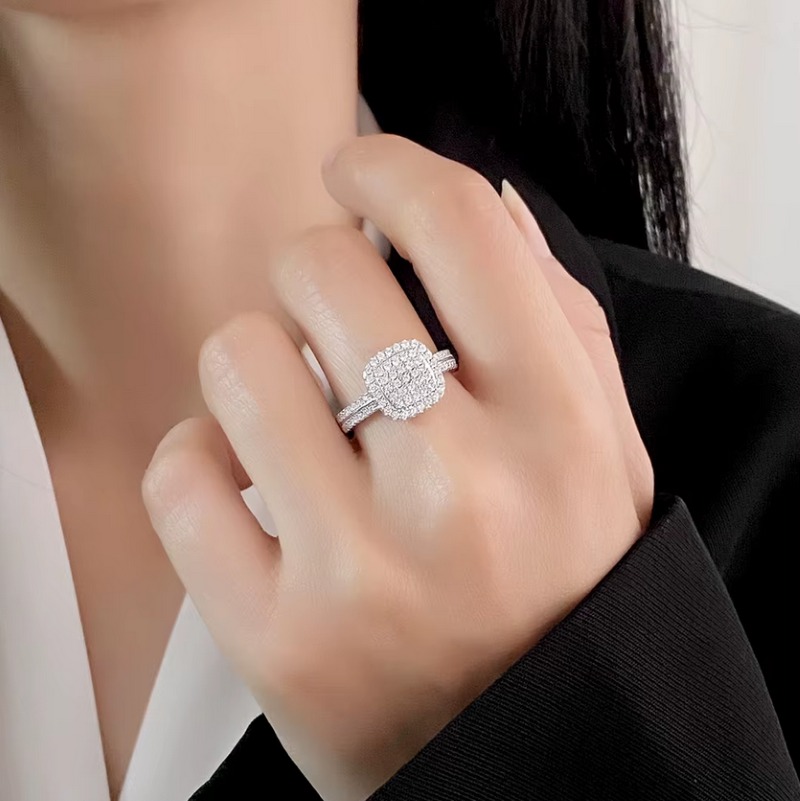 Platinum 925 Sterling Silver Full Pave A5 Sparkling Zirconia Ring (Size 5-10) - Image 2
