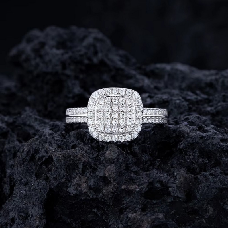 Platinum 925 Sterling Silver Full Pave A5 Sparkling Zirconia Ring (Size 5-10)