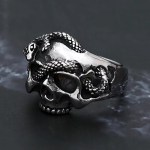 Men’s Vintage Stainless Steel Retro Serpent Skull Ring (Size 8-12)