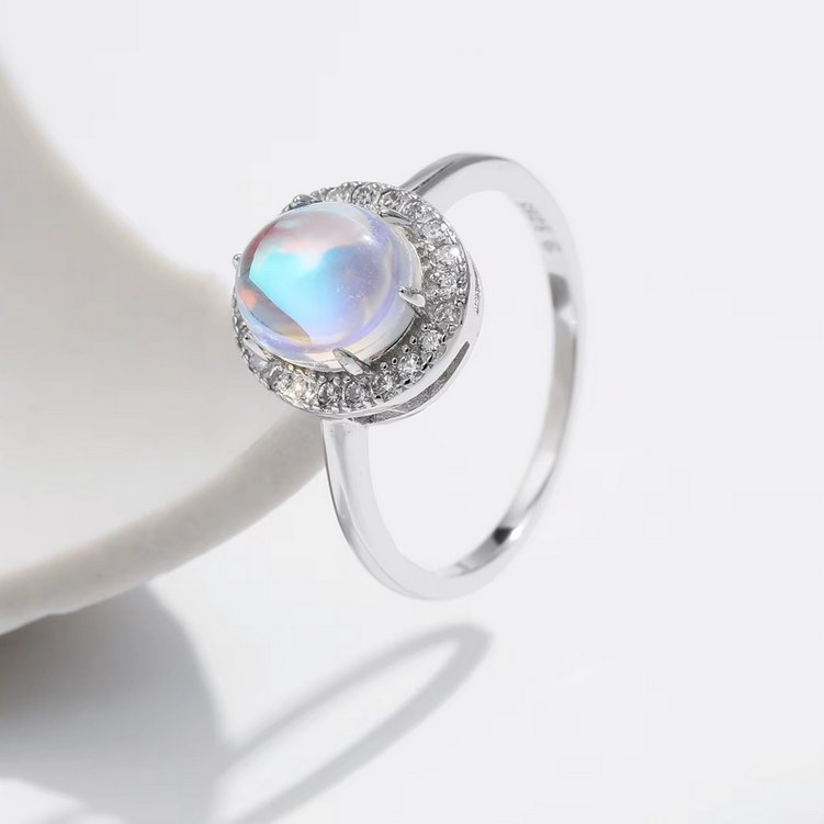 Luxury 925 Sterling Silver Exquisite 1.5CT Moonstone Oval Ring (Size 5-8.5) - Image 3