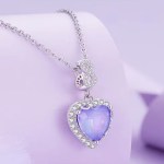 Platinum 925 Sterling Silver Infinity Love Purple Heart Charm Fit Pendant