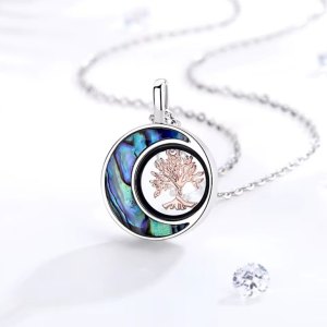 Genuine 925 Sterling Silver Tree of Life Abalone Shell Cremation Pendant