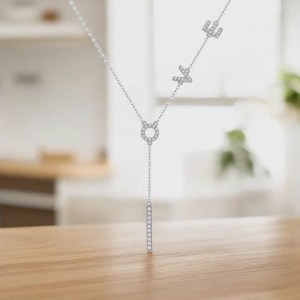 Elegant 18K 925 Sterling Silver Full Moissanite LOVE Tassel Pendant Necklace
