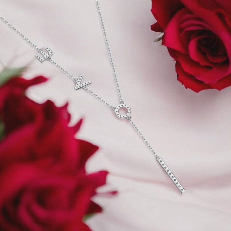 Elegant 18K 925 Sterling Silver Full Moissanite LOVE Tassel Pendant Necklace - Image 4
