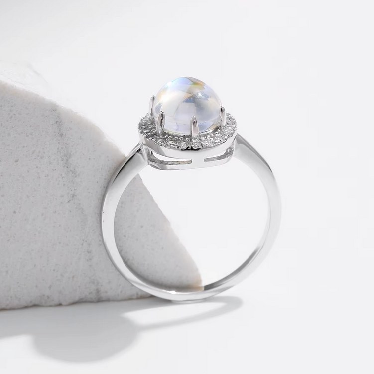 Luxury 925 Sterling Silver Exquisite 1.5CT Moonstone Oval Ring (Size 5-8.5) - Image 4