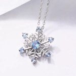 Exquisite 925 Sterling Silver Blue Kyanite Snowflake Pendant Choker – 17″