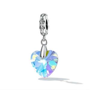 Genuine 925 Sterling Silver Gradient Eternal Heart Charm Fit Pendant