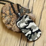 Men’s 316L Stainless Steel Army Camouflage Tag Pendant Necklace – 60cm