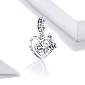 Genuine 925 Sterling Silver “Forever in my heart” Infinity Love Charm Pendant