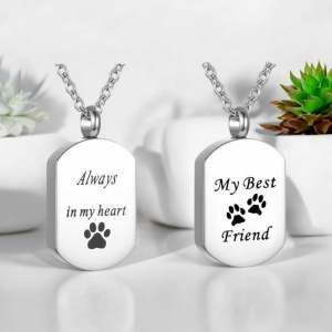 Quality Stainless Steel Cremation Keepsake Engraved Pet Tag Pendant Necklace